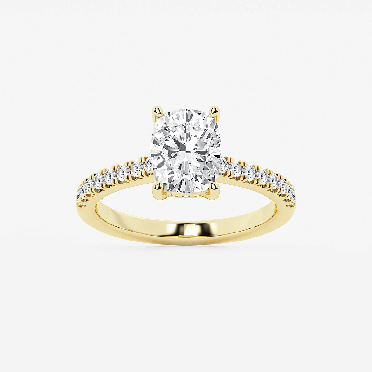 2 1/4 ctw Elongated Cushion Lab Grown Diamond Hidden Halo Engagement Ring